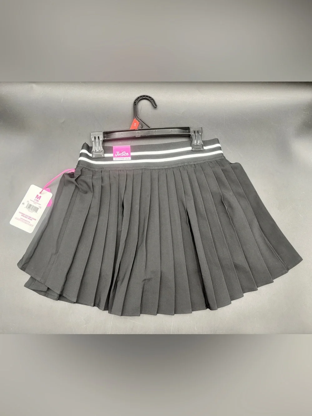 NWT Justice Girls Black Pleated Active Skort - Size Medium (10)